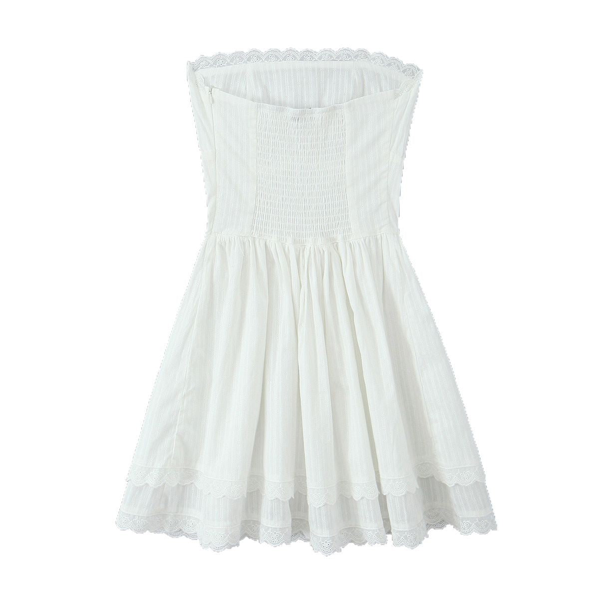 Robe courte sans bretelles pour dames avec délicate dentelle et jupe fluide Chic und Stil