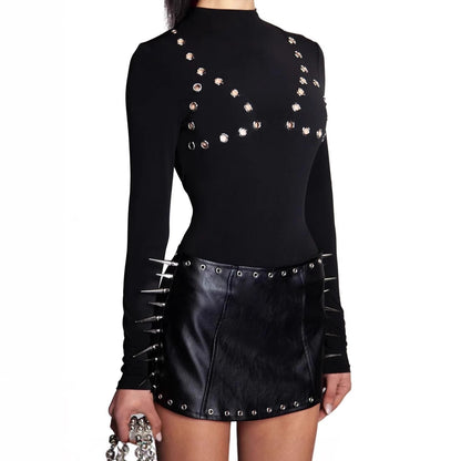 Body pour femmes avec des clous décoratifs et manches longues Chic und Stil