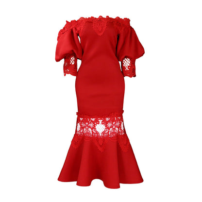 Dames Élégant Robe Fourreau avec Manches en Dentelle Chic und Stil