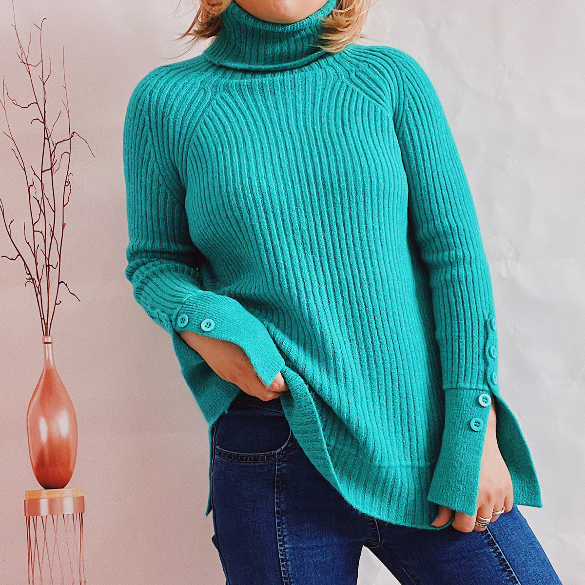 Pull à col roulé côtelé pour femmes avec une coupe élégante Chic und Stil