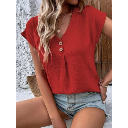 Dames pull tendance à V avec détails en boutons Chic und Stil
