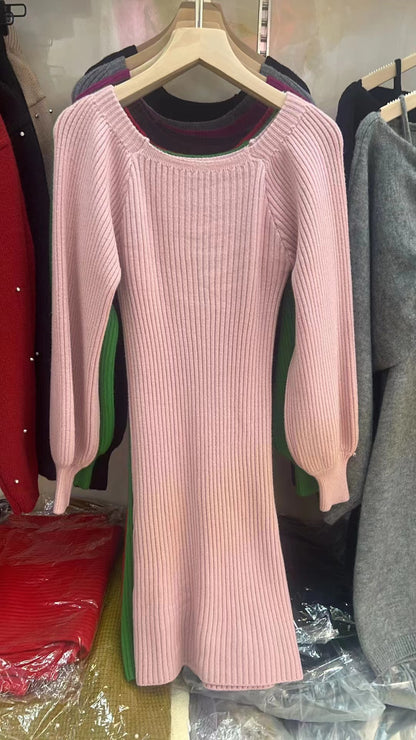 Robe en tricot pour femmes avec motif structuré et manches volumineuses Chic und Stil