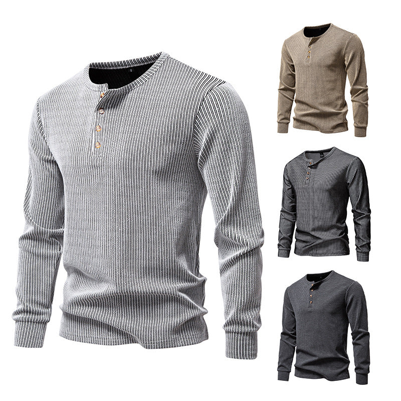 Chemise Henley à manches longues pour hommes avec motif rayé texturé Chic und Stil