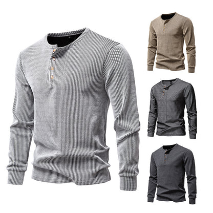 Chemise Henley à manches longues pour hommes avec motif rayé texturé Chic und Stil