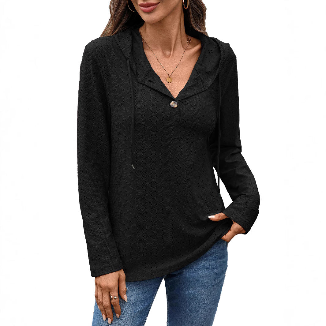 Chemisier pour femmes avec un motif de petits trous et capuche Chic und Stil