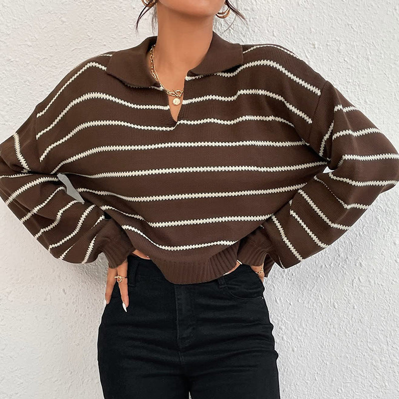 Pull femme à col montant et motif rayé chic Chic und Stil