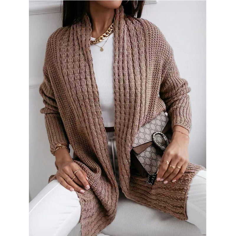 Cardigan pour femmes en maille épaisse avec coupe ouverte et design structuré à la mode Chic und Stil
