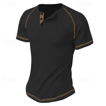 T-shirt à manches mi-longues pour hommes avec patte de boutonnage Chic und Stil