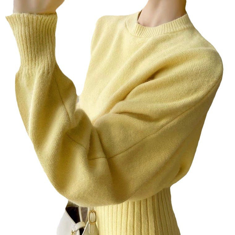 Robe tricot élégante pour femmes avec structure côtelée et manches volumineuses Chic und Stil