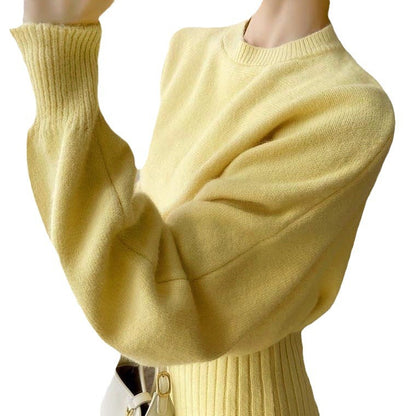 Robe tricot élégante pour femmes avec structure côtelée et manches volumineuses Chic und Stil