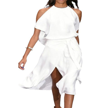 Dames Robe maxi élégante et fluide avec décolleté plongeant et taille marquée Chic und Stil