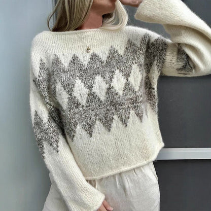 Pull femme en tricot avec un motif de vagues moderne et une coupe agréable Chic und Stil