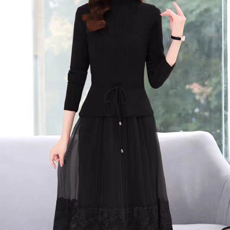 Robe élégante en tricot et tulle pour femmes avec finition en dentelle florale Chic und Stil