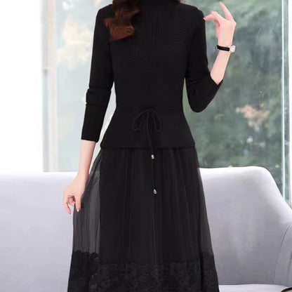 Robe élégante en tricot et tulle pour femmes avec finition en dentelle florale Chic und Stil