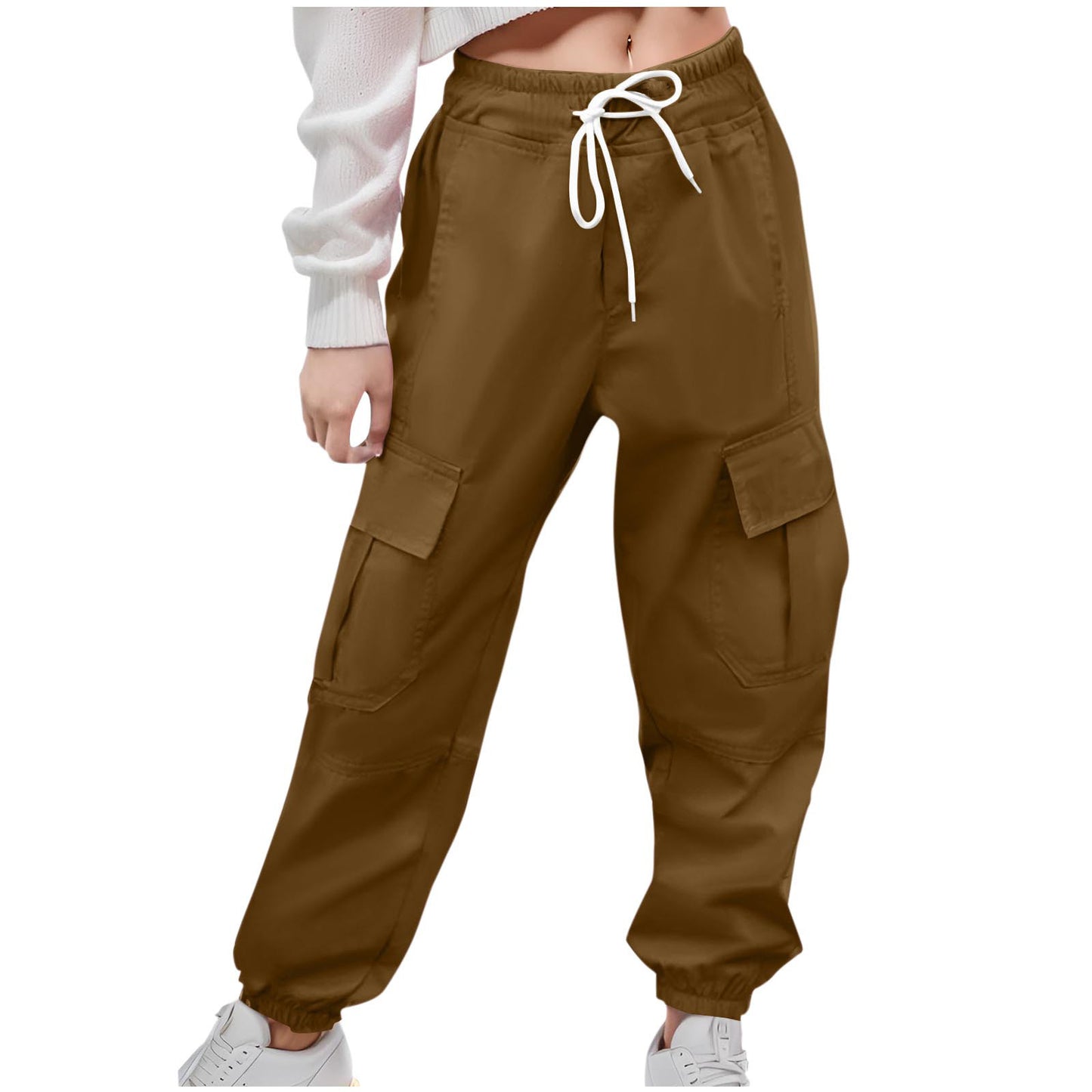 Women's cargo pants with elastic waistband and practical side pockets Chic and Style