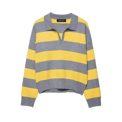 Dames pull mode avec col polo et design rayé Chic und Stil