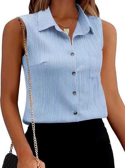 Blouse sans manches à patte de boutonnage structurée dames Chic und Stil