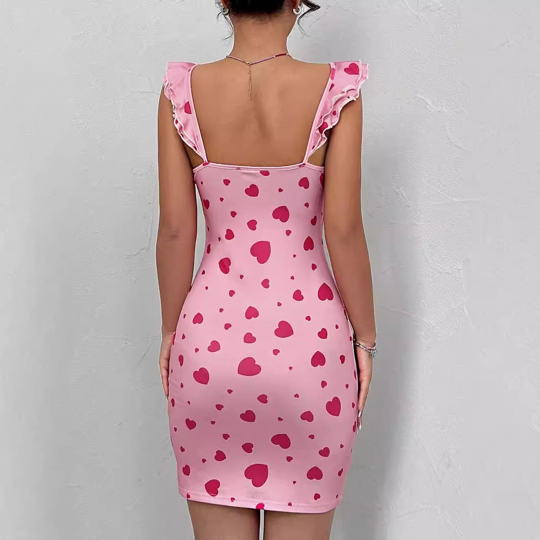 Robes mini ajustées pour femmes avec détails froncés et motif en cœur Chic und Stil