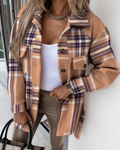 Blouse à manches longues à carreaux pour femmes Chic und Stil