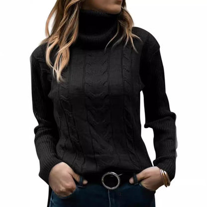 Pull en tricot pour femmes avec col montant et motif en relief à tresses Chic und Stil