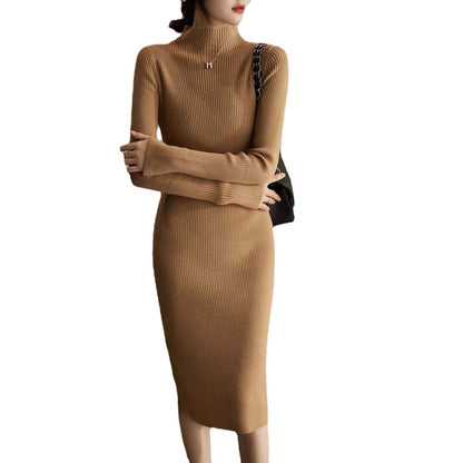 Robe en tricot pour femmes avec col montant et structure côtelée Chic und Stil