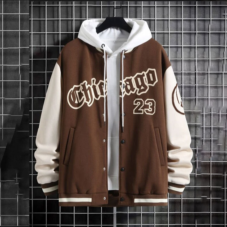 Veste à capuche sportive pour hommes avec design de baseball moderne et poches latérales pratiques Chic und Stil