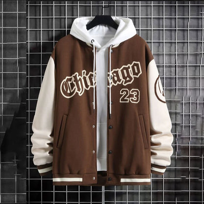 Veste à capuche sportive pour hommes avec design de baseball moderne et poches latérales pratiques Chic und Stil