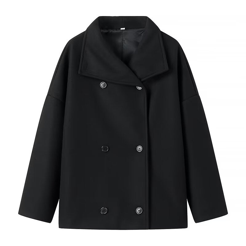 Ladies fashionable transitional coat with elegant double-breasted style Chic and Style
