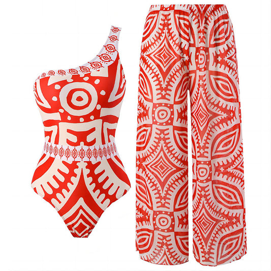Maillot de bain une pièce pour femmes avec un design asymétrique et un pantalon de plage décontracté Chic und Stil