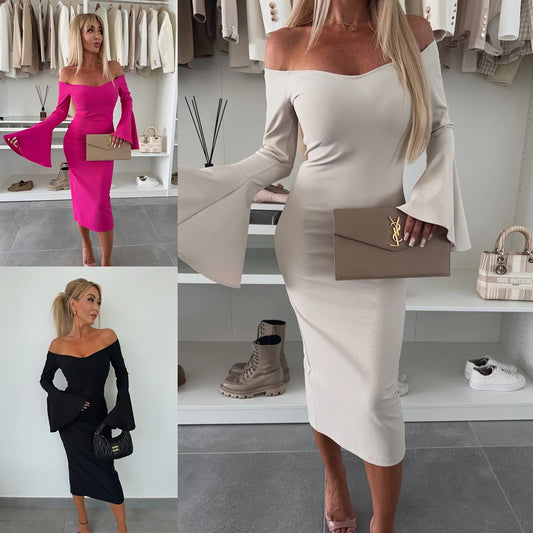 Robe enveloppante ajustée pour femmes avec un design décolleté et des manches larges Chic und Stil