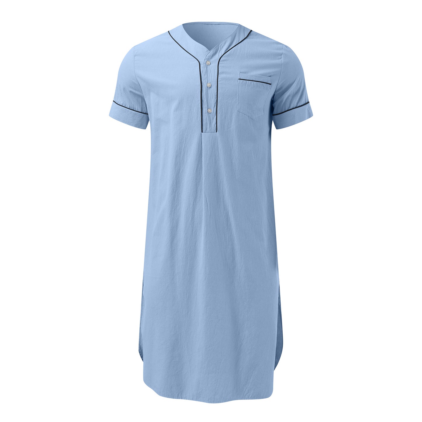 Robe courte à manches courtes pour femmes avec un col montant moderne et une patte de boutonnage pratique Chic und Stil