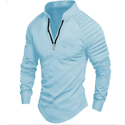 Chemise de sport à manches longues pour homme avec col montant et fermeture éclair Chic und Stil