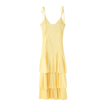 Robe maxi élégante pour dames avec jupe fluide et délicates bretelles spaghetti Chic und Stil