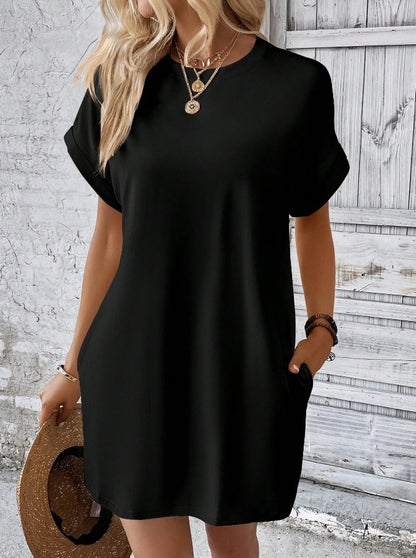 Robe d'été à manches courtes pour femmes avec poches Chic und Stil