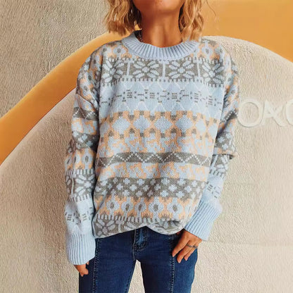 Pull en tricot confortable pour femmes avec un motif d'hiver et une coupe décontractée Chic und Stil