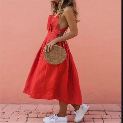 Robe maxi femme avec design sans épaules et poches latérales Chic und Stil