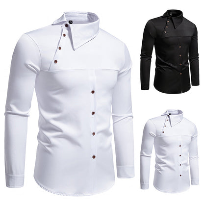 Chemise à manches longues pour hommes avec col innovant et design asymétrique Chic und Stil
