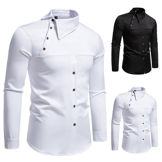 Chemise à manches longues pour hommes avec col innovant et design asymétrique Chic und Stil