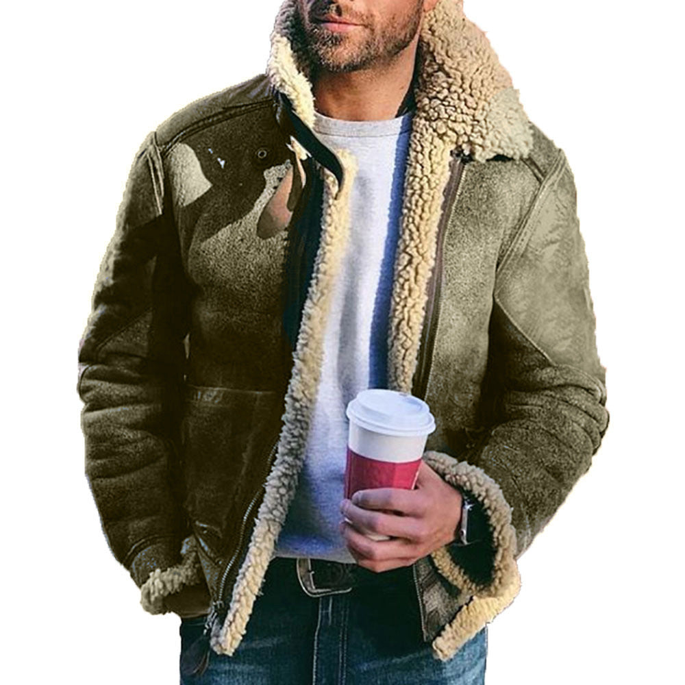 Veste en cuir pour hommes avec doublure chaude et poches pratiques Chic und Stil