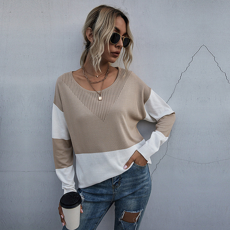Pull en tricot décontracté pour femmes avec décolleté en V et motif géométrique Chic und Stil