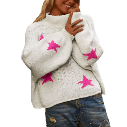 Pull-over à col roulé stylé pour femmes avec motif d'étoiles Chic und Stil