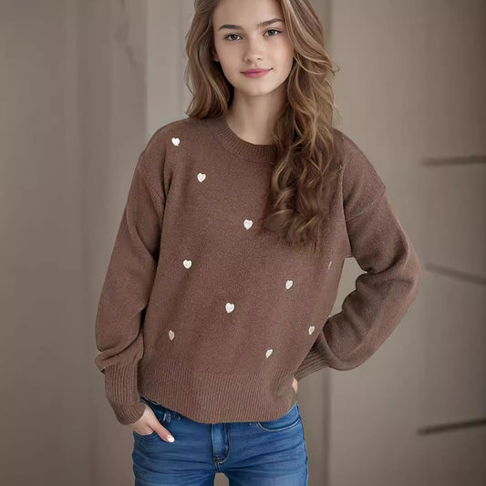 Pull femme avec un design de cœur ludique Chic und Stil