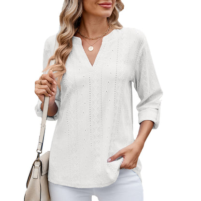 Dames Élégante et légère blouse avec décolleté en V Chic und Stil