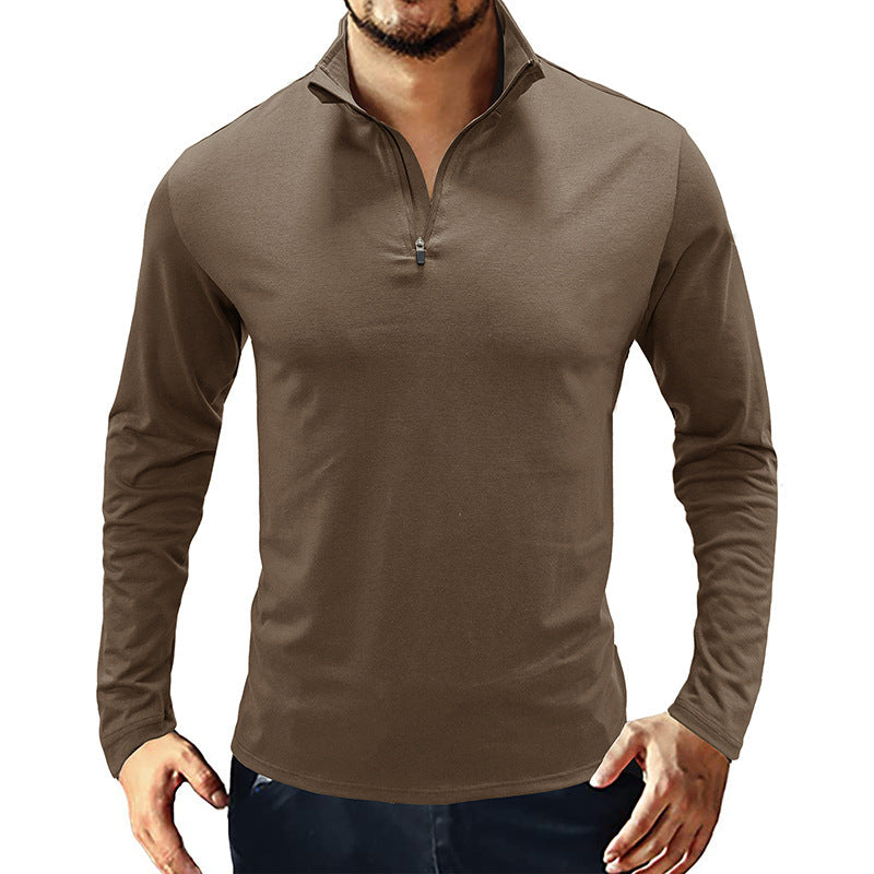 Functional T-shirt for men with high collar and half-zip Chic und Stil