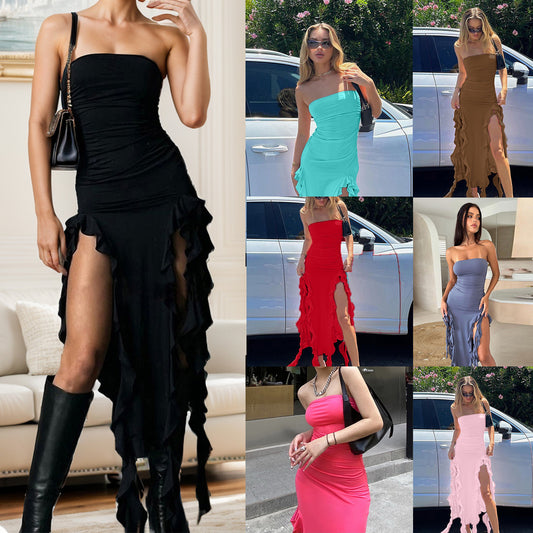 Robe maxi à fronces pour dames avec ourlet asymétrique Chic und Stil