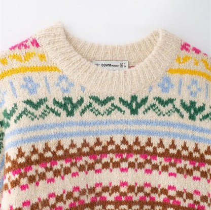 Pull en tricot pour femmes avec un mélange de motifs floraux et une coupe décontractée Chic und Stil