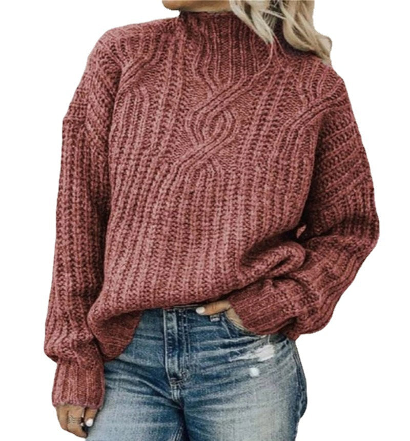 Pull en gros tricot pour femmes avec col haut et design texturé Chic und Stil