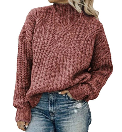 Pull en gros tricot pour femmes avec col haut et design texturé Chic und Stil