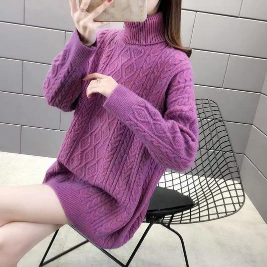 Pull en gros tricot pour femmes avec col haut et motif en torsades Chic und Stil