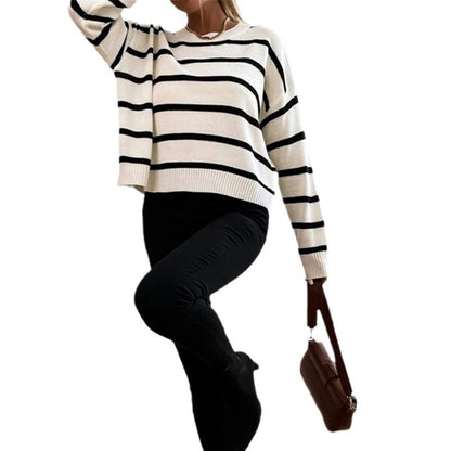 Pull à tricoter décontracté pour femmes avec des motifs rayés fascinants Chic und Stil